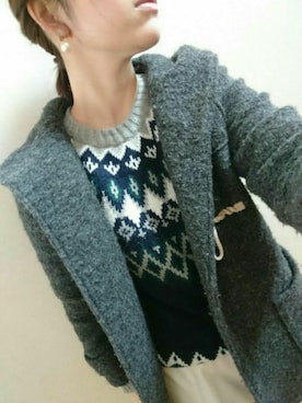 「niko and...（ニコアンド）のアイテム（ダッフルコート）」を使った、saonさん（レディース・158cm）の冬コーディネート