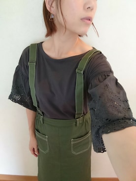 「ニコアンド」｜「アイテム（ジャンパースカート）」を使った、saonさん（レディース・158cm）の夏コーディネート
