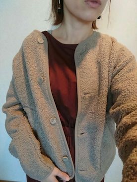 「秋のブラウンスタイル」｜「アイテム（ノーカラージャケット）」を使った、saonさん（レディース・158cm）の秋コーディネート