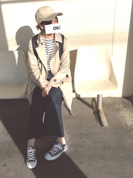 「AS KNOW AS plus（アズノゥアズプラス）のアイテム（トレンチコート）」を使った、とふさん（レディース・160cm）の春コーディネート