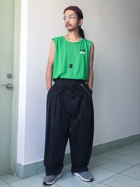 「CRAIG GREEN（クレイググリーン）のアイテム（パンツ）」を使った、子洋さん（メンズ・168cm）の夏コーディネート