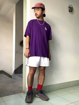 「Gosha Rubchinskiy（ゴーシャラブチンスキー）のアイテム（パンツ）」を使った、子洋さん（メンズ・168cm）の夏コーディネート