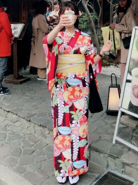 「きもの」｜「アイテム（その他）」を使った、K & Yさん（レディース・158cm）の春コーディネート