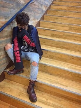 「カラーサングラス」｜「アイテム（ブルゾン）」を使った、ke~た...さん（メンズ・177cm）の冬コーディネート