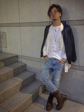 「ロング丈」｜「アイテム（ブルゾン）」を使った、ke~た...さん（メンズ・177cm）の春コーディネート