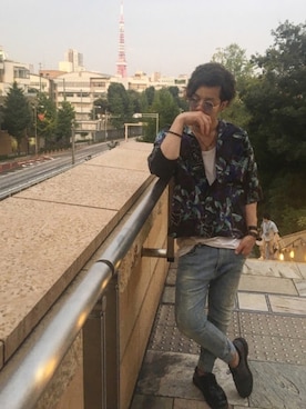 「アイテム（ブーツ、パープル系）」を使った、ke~た...さん（メンズ・177cm）の夏コーディネート