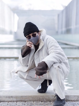 「コーディネート」｜「アイテム（ニットキャップ/ビーニー）」を使った、Takeru(SENTIRE)さん（メンズ・170cm）の冬コーディネート