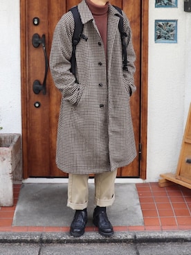 「coen（コーエン）のアイテム（チェスターコート）」を使った、ゆうたさん（メンズ・173cm）の春コーディネート
