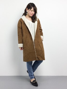 「バブーシュ」｜「アイテム（ムートンコート）」を使った、natsumiさん（レディース・160cm）の冬コーディネート
