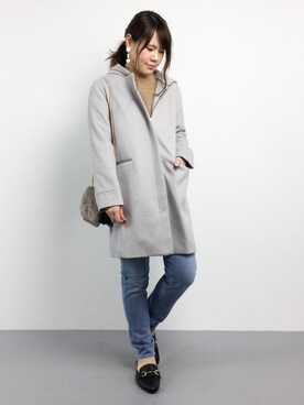 「バブーシュ」｜「アイテム（ノーカラージャケット）」を使った、natsumiさん（レディース・160cm）の冬コーディネート