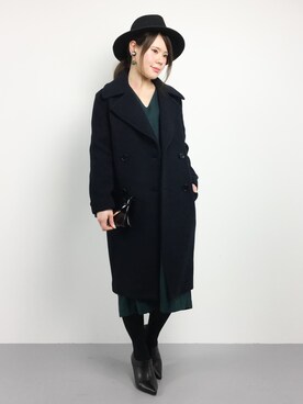 「TODAYFUL（トゥデイフル）のアイテム（チェスターコート）」を使った、natsumiさん（レディース・160cm）の冬コーディネート
