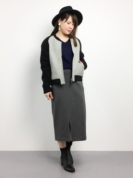 「Johnbull Private labo（ジョンブルプライベートラボ）のアイテム（ブルゾン）」を使った、natsumiさん（レディース・160cm）の冬コーディネート