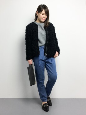 「バブーシュ」｜「アイテム（ブルゾン）」を使った、natsumiさん（レディース・160cm）の冬コーディネート