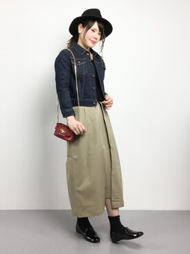 「Johnbull Private labo（ジョンブルプライベートラボ）のアイテム（デニムジャケット）」を使った、natsumiさん（レディース・160cm）の冬コーディネート