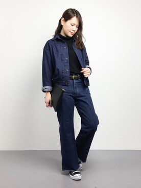 「Johnbull Private labo（ジョンブルプライベートラボ）のアイテム（デニムジャケット）」を使った、natsumiさん（レディース・160cm）の冬コーディネート