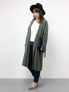 「ロングジャケット」｜「アイテム（その他アウター）」を使った、natsumiさん（レディース・160cm）の冬コーディネート