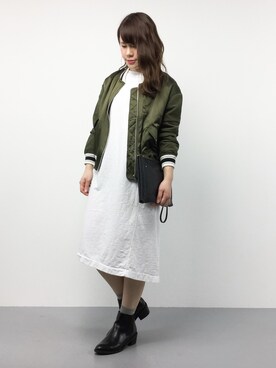 「HusHusH（ハッシュアッシュ）のアイテム（MA-1）」を使った、natsumiさん（レディース・160cm）の冬コーディネート
