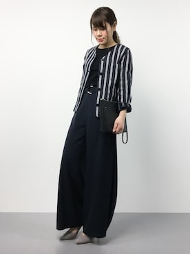 「ストライプジャケット」｜「アイテム（その他アウター）」を使った、natsumiさん（レディース・160cm）の冬コーディネート