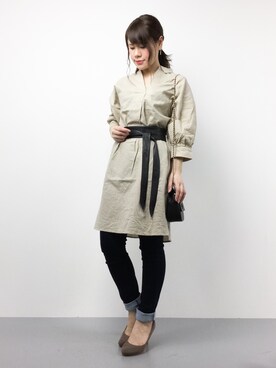 「スキッパーシャツ」｜「アイテム（シャツワンピース）」を使った、natsumiさん（レディース・160cm）の春コーディネート