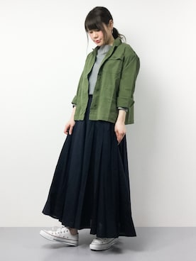 「刺繍」｜「アイテム（カバーオール）」を使った、natsumiさん（レディース・160cm）の春コーディネート