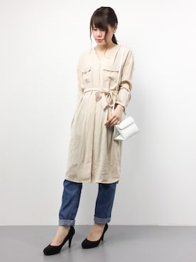 胸ポケット付ガウンワンピースを使ったレディース人気ファッションコーディネート Wear