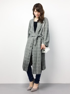 「ノーカラー」｜「アイテム（シャツワンピース）」を使った、natsumiさん（レディース・160cm）の春コーディネート