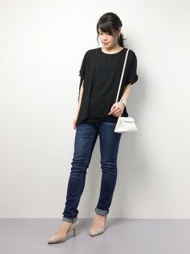 「ロールアップ」｜「アイテム（チュニック）」を使った、natsumiさん（レディース・160cm）の春コーディネート