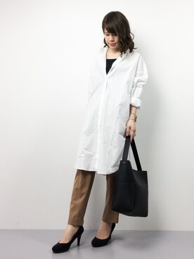 「ADAM ET ROPE'（アダムエロペ）のアイテム（シャツワンピース）」を使った、natsumiさん（レディース・160cm）の夏コーディネート