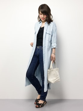 「URBAN RESEARCH（アーバンリサーチ）のアイテム（シャツワンピース）」を使った、natsumiさん（レディース・160cm）の夏コーディネート
