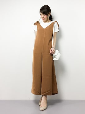「肩リボン」｜「アイテム（オールインワン・サロペット）」を使った、natsumiさん（レディース・160cm）の夏コーディネート