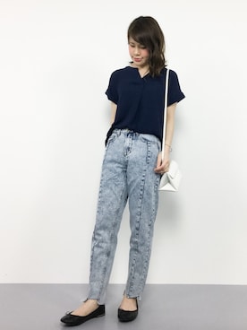 「titivate（ティティベイト）のｲﾚｷﾞｭﾗｰﾍﾑﾃﾞﾆﾑﾊﾟﾝﾂ（デニムパンツ）」を使った、natsumiさん（レディース・160cm）の夏コーディネート