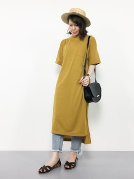 「切りっぱなしデニム」｜「アイテム（シャツワンピース）」を使った、natsumiさん（レディース・160cm）の夏コーディネート