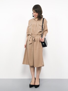 「ラウンドバッグ」｜「アイテム（シャツワンピース）」を使った、natsumiさん（レディース・160cm）の夏コーディネート