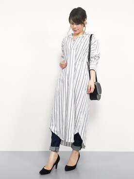 「note et silence （ノートエシロンス）のアイテム（シャツワンピース）」を使った、natsumiさん（レディース・160cm）の夏コーディネート