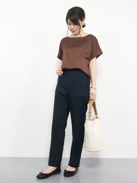 「Jewel Changes（ジュエルチェンジズ）のJC キャンバスパイピング 2WAY バッグ（ショルダーバッグ）」を使った、natsumiさん（レディース・160cm）の夏コーディネート