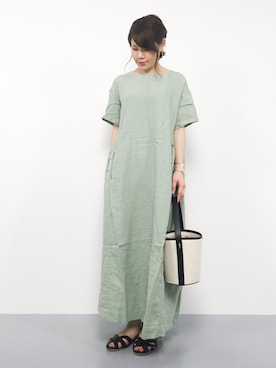 「RED CHOP WORKS（レッドチョップワークス）のアイテム（ワンピース/ドレス）」を使った、natsumiさん（レディース・160cm）の夏コーディネート