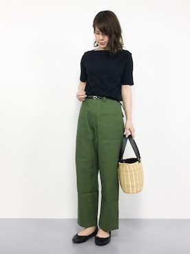 「カーキパンツ」｜natsumiさん（レディース・160cm）の夏コーディネート