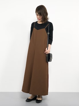 「茶色」｜「アイテム（サロペット/オーバーオール）」を使った、natsumiさん（レディース・160cm）の秋コーディネート