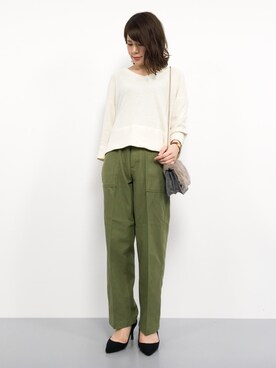 「カーキパンツ」｜natsumiさん（レディース・160cm）の秋コーディネート