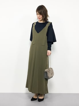 「nano・universe」｜「アイテム（サロペット/オーバーオール）」を使った、natsumiさん（レディース・160cm）の秋コーディネート
