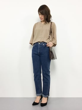 「BED&BREAKFAST（ベットアンドブレックファスト）のアイテム（パンツ）」を使った、natsumiさん（レディース・160cm）の秋コーディネート