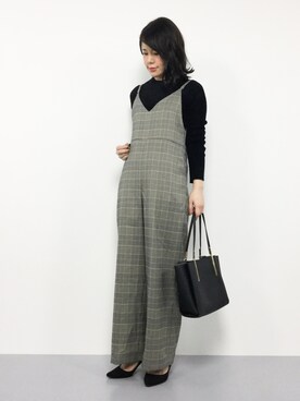「moussy」｜「アイテム（サロペット/オーバーオール）」を使った、natsumiさん（レディース・160cm）の秋コーディネート