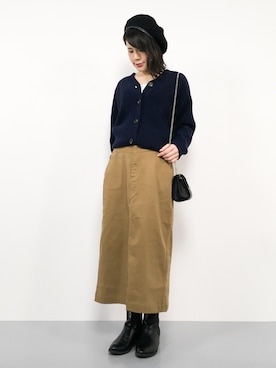 「FREAK'S STORE（フリークスストア）のレザーパイピングバスクベレー（ハンチング/ベレー帽）」を使った、natsumiさん（レディース・160cm）の秋コーディネート