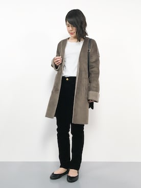 「茶色」｜「アイテム（ムートンコート）」を使った、natsumiさん（レディース・160cm）の冬コーディネート
