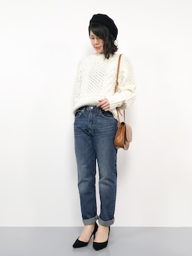 「IENA」｜「アイテム（ハンチング/ベレー帽）」を使った、natsumiさん（レディース・160cm）の冬コーディネート
