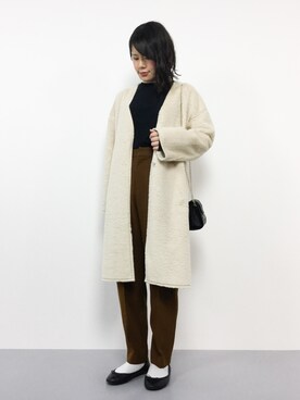 「茶色」｜「アイテム（ムートンコート）」を使った、natsumiさん（レディース・160cm）の冬コーディネート