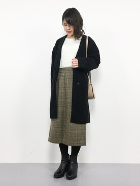 natsumiさんの「ガンクラブチェックタイトスカート」を使ったコーディネート