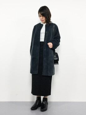 「Rouge vif（ルージュヴィフ）のアイテム（ノーカラージャケット）」を使った、natsumiさん（レディース・160cm）の冬コーディネート