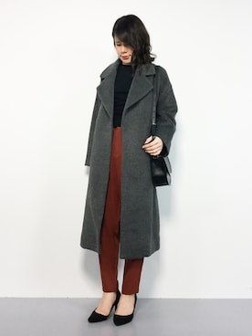 「テラコッタ」｜「アイテム（チェスターコート）」を使った、natsumiさん（レディース・160cm）の冬コーディネート