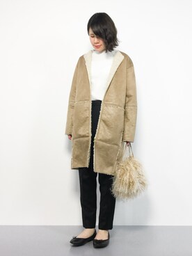 「LOWRYS FARM（ローリーズファーム）のアイテム（ムートンコート）」を使った、natsumiさん（レディース・160cm）の冬コーディネート